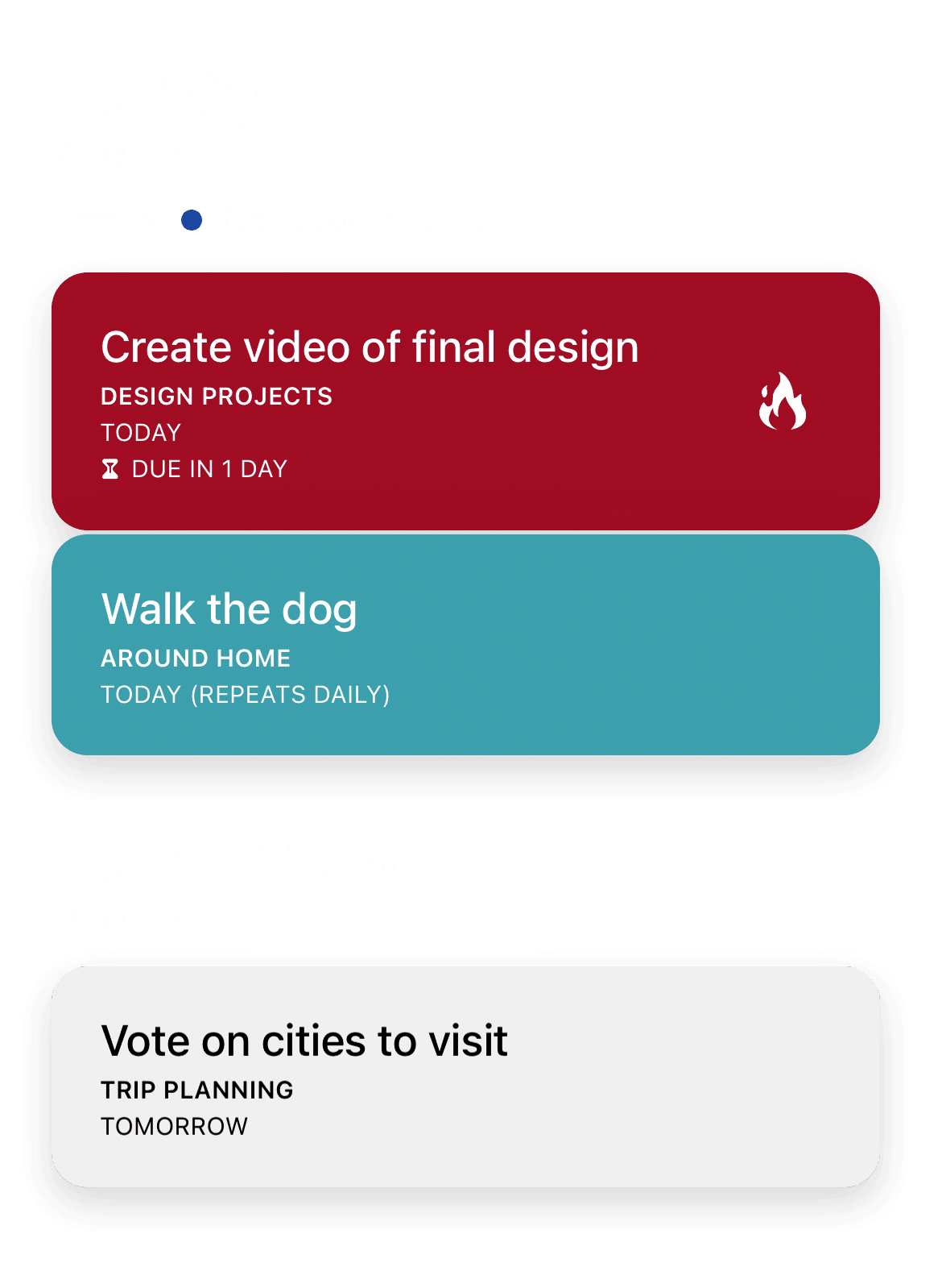 Actions schedule view