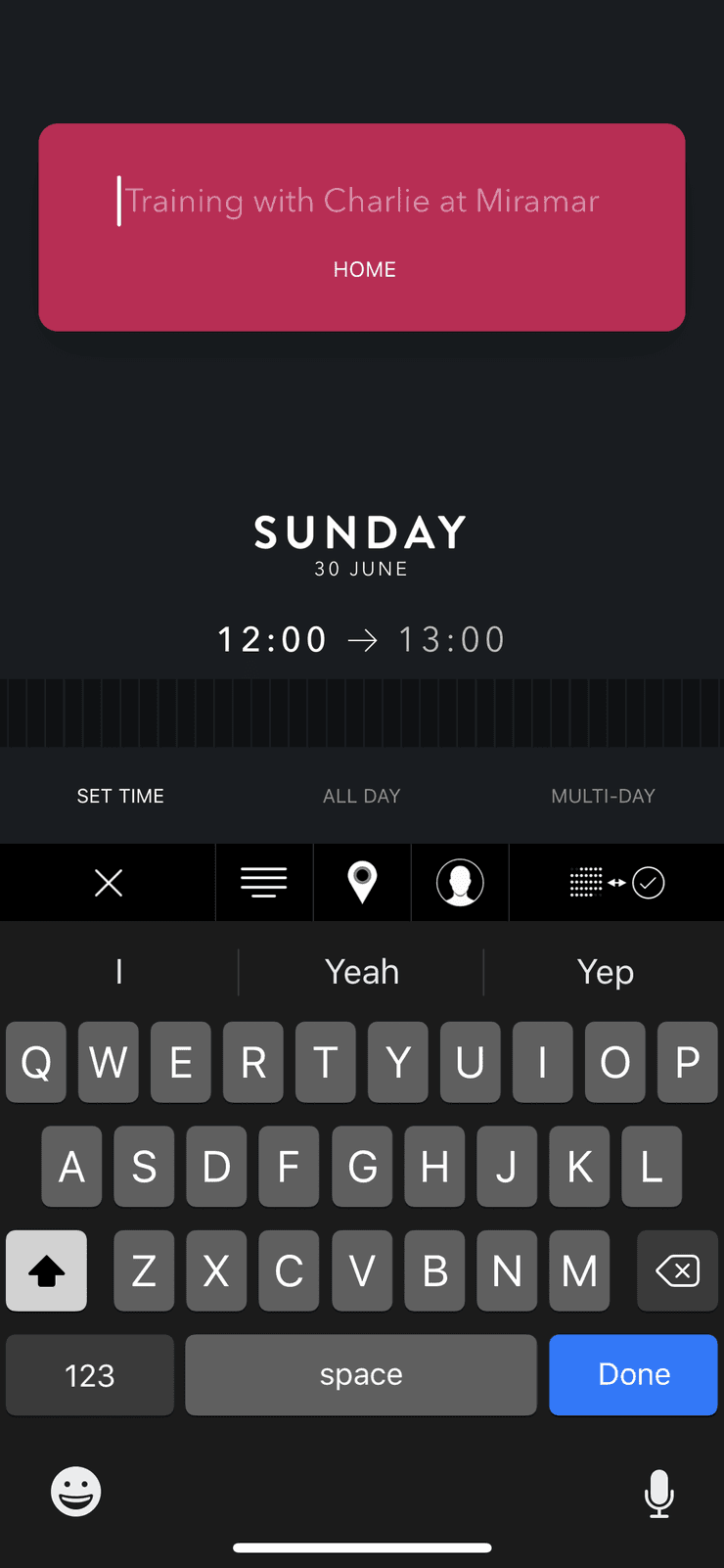 Timepage - Add Event screen