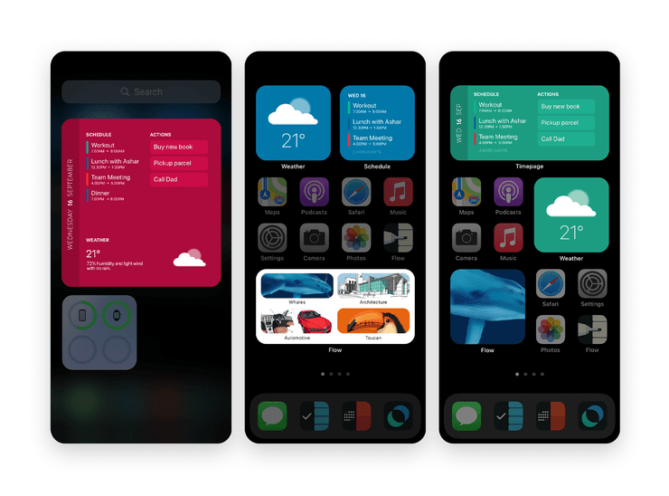 Flow, Timepage und Aktionen iOS 14-Widgets