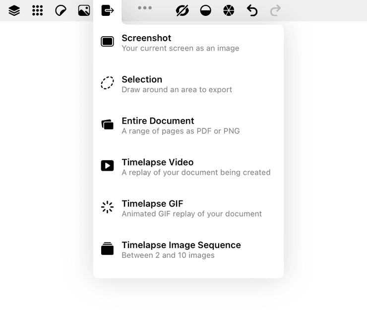 Export options in Flow